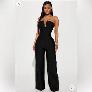 NWT Fashion Nova Elegant Black Strapless Jumpsuit